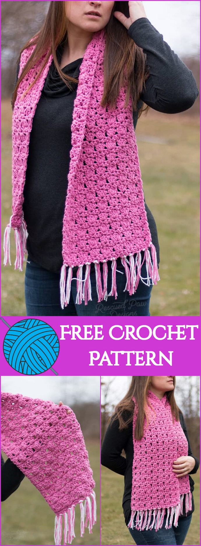 Pretty In Pink Crochet Scarf