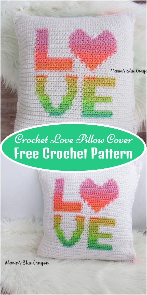 Crochet Love Pillow Cover