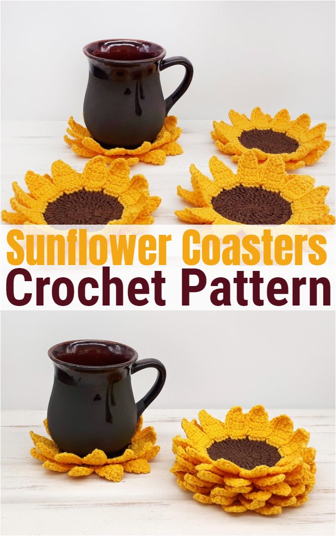 Crochet Sunflower Coasters