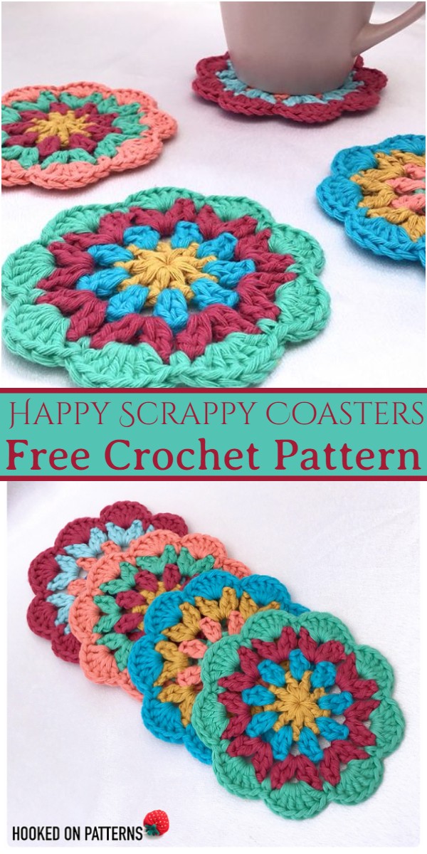 Happy Scrappy Coasters Free Crochet Pattern