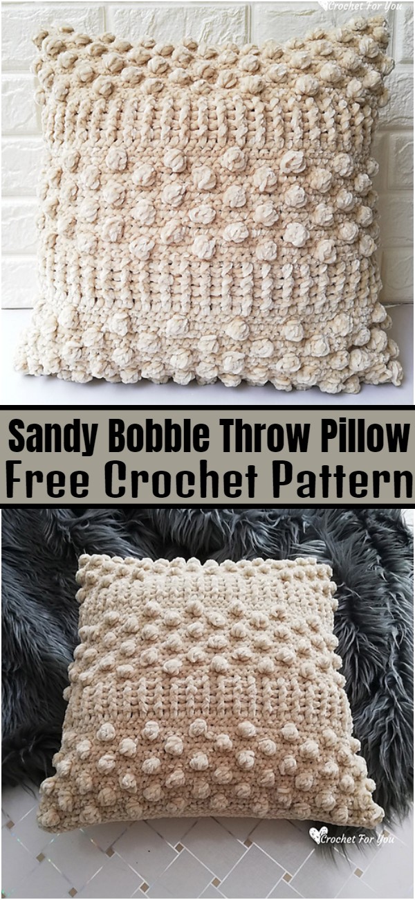 Sandy Bobble Throw Pillow Free Crochet Pattern