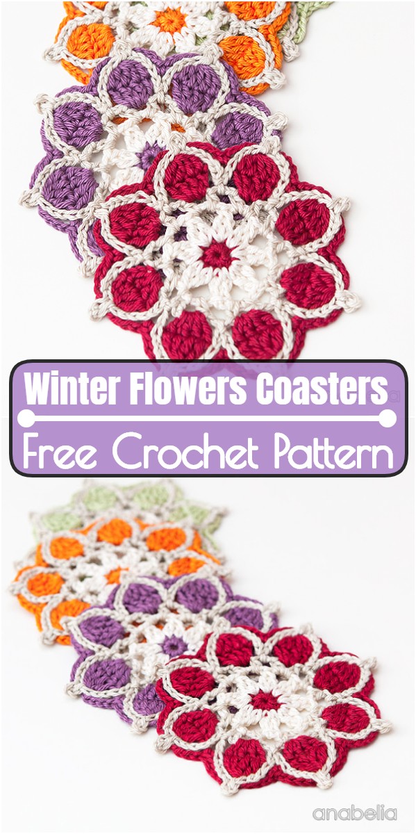 Winter Flowers Crochet Coasters