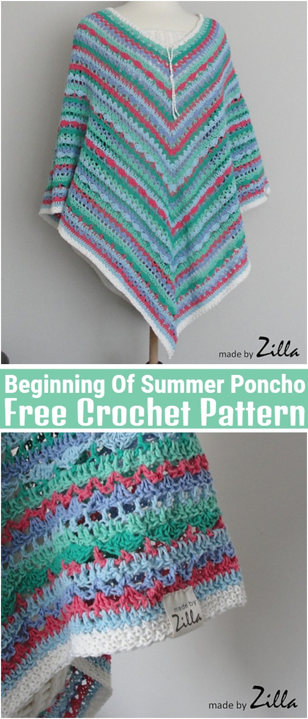 Beginning Of Summer Poncho Free Crochet Pattern