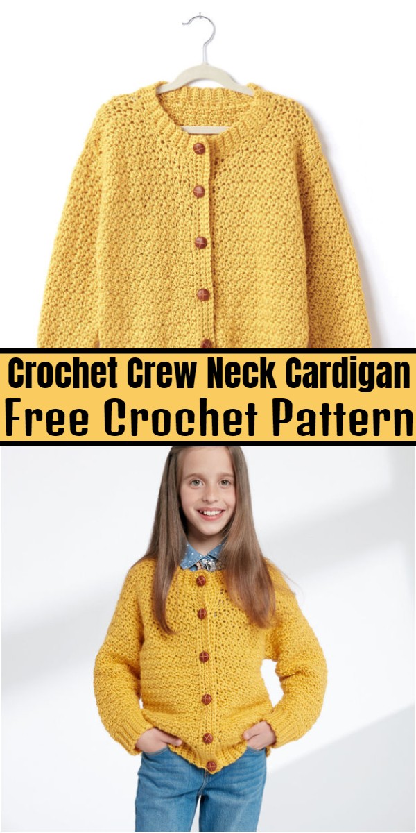 Crochet Crew Neck Cardigan