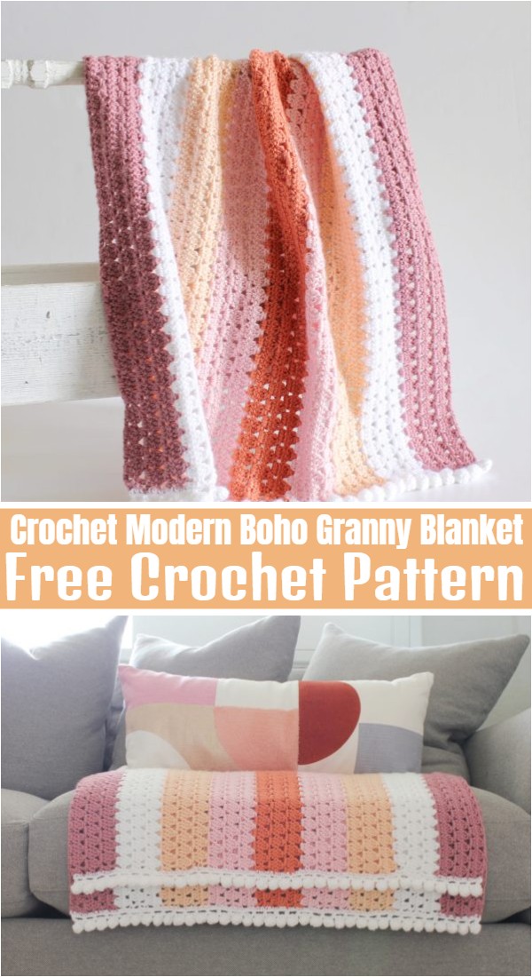 Crochet Modern Boho Granny Blanket