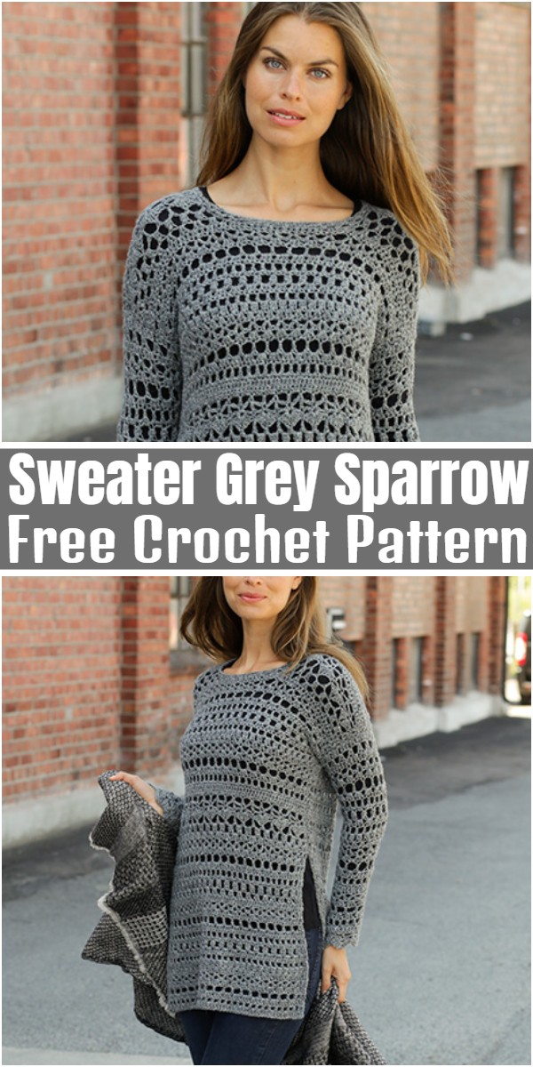 Free Crochet Pattern Sweater Grey Sparrow