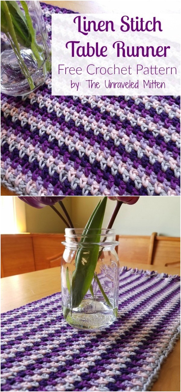 Linen Stitch Crochet Table Runner Free Pattern
