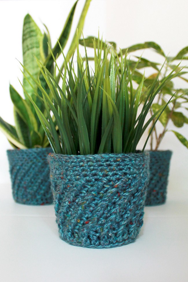 Spiral Crochet Planter Cover