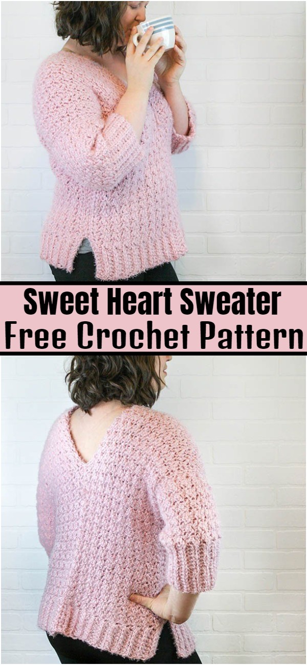 Sweet Heart Sweater Free Crochet Pattern