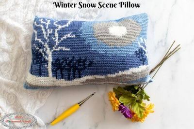 Free Crochet Winter Snow Scene Pillow Pattern