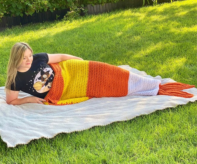 Candy Corn Mermaid Blanket