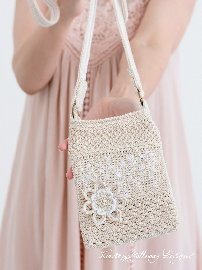 Embroidered Crochet Phone Purse