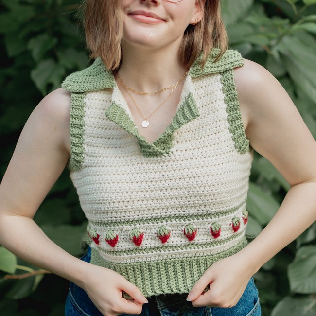 Everyday Crochet Strawberry Sweater Vest Top