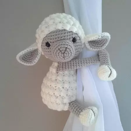 Crochet Lamb Curtain Tie Back Pattern